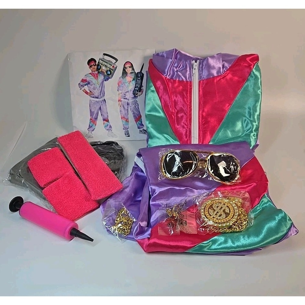 80s Cosplay Costume Sports Wear Outfits Full Set Halloween Party Stage - Kids M - Picture 2 of 5
